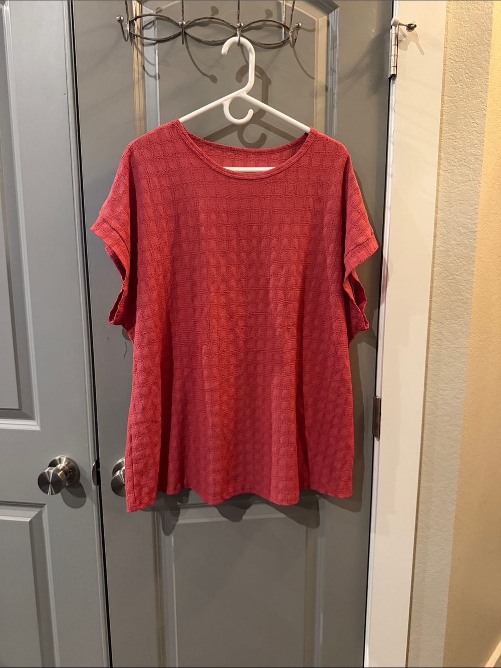 SHEIN Coral-Red Short Sleeve Knit Tee